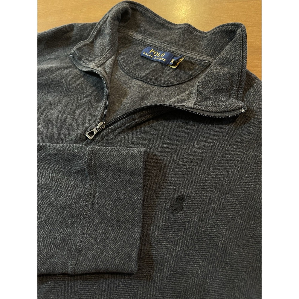 Polo Ralph Lauren Quarter Zip Herringbone Sweater Men XXL Gray Long Sleeve